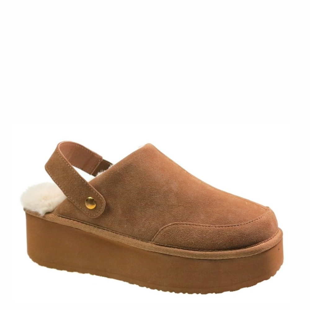 Women's Brown Suede Platform Mules